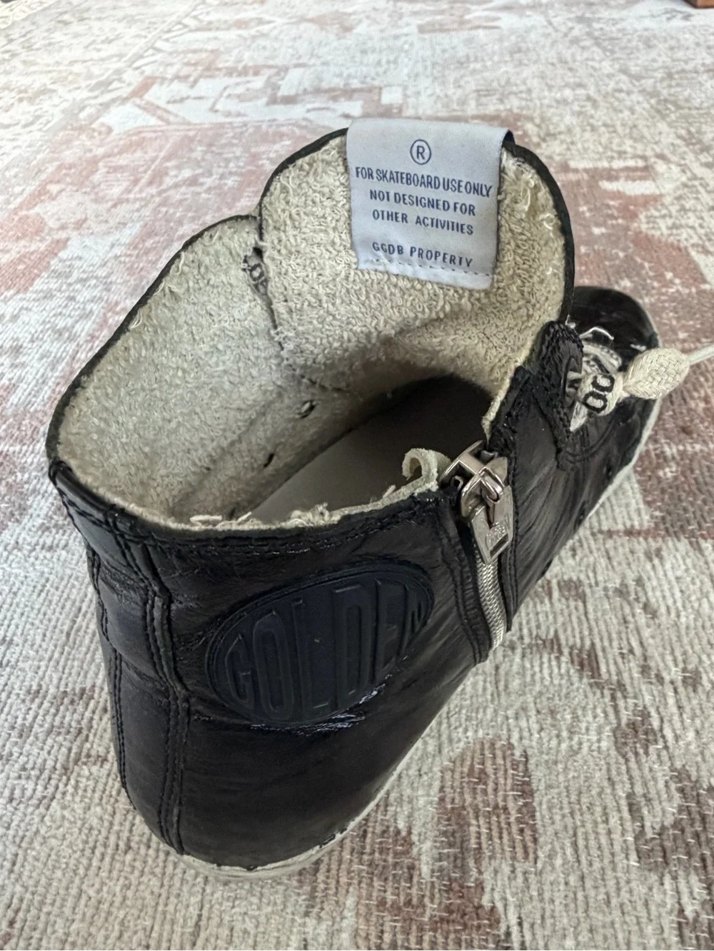 Golden Goose Black High-Top Sneakers with White Laces